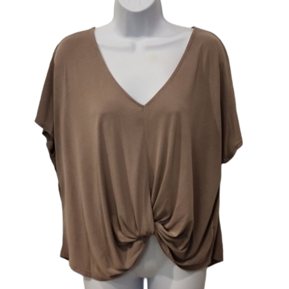 Knot Tie Front Cropped Vneck Top
